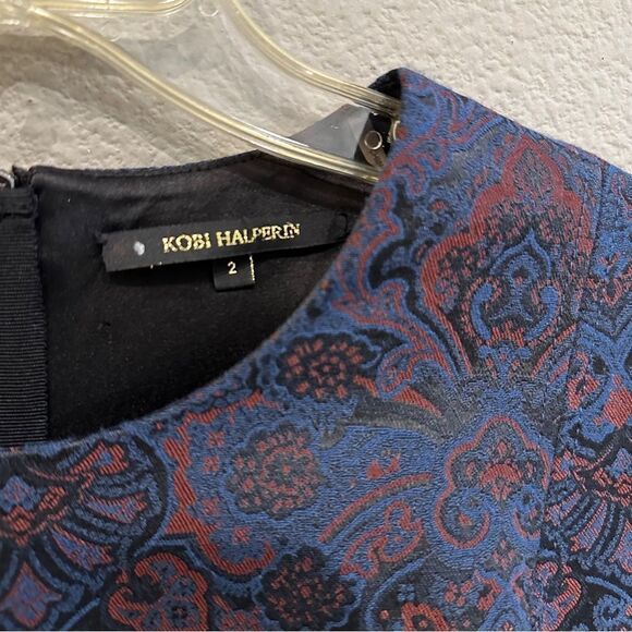 Kobi Halperin | 2 | navy jacquard knee length shirt dress sleeveless dress - Picture 6 of 9